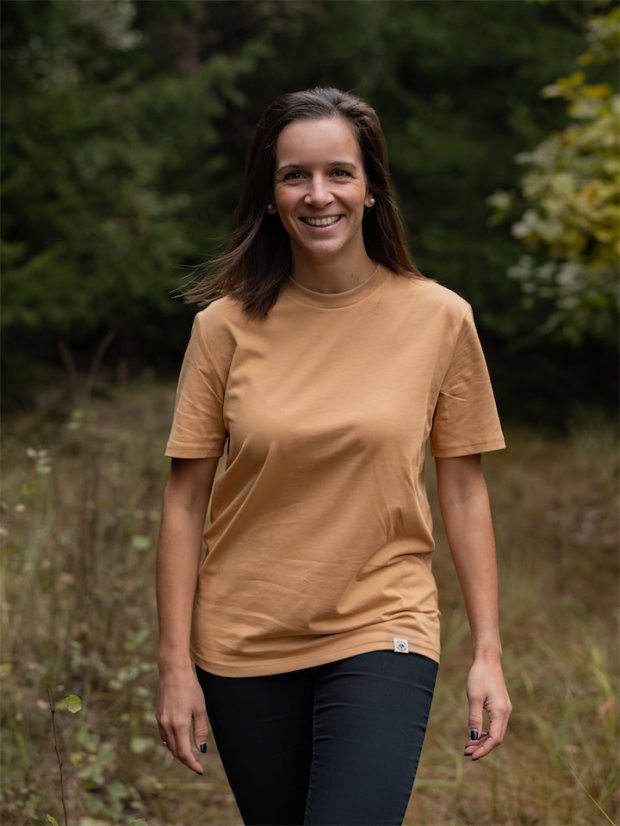 Dámské tričko Bez potisku - béžově hnědé