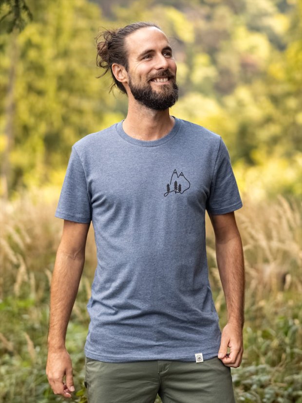 Pánské tričko Vrcholky - modrošedé