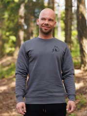 Pánská mikina bez kapuce Vrcholky - lávově šedá