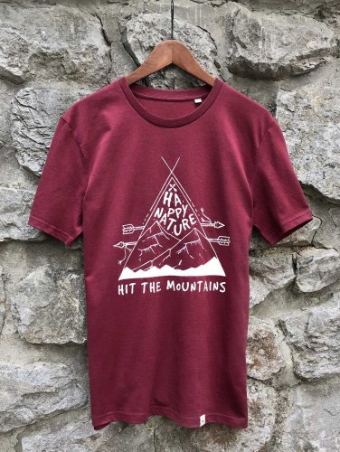 Pánské tričko Hit the mountains - vínové