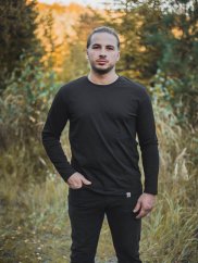 Pánské tričko s dlouhým Bez potisku - černé