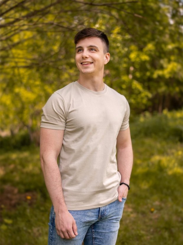 Pánské tričko Bez potisku - béžové