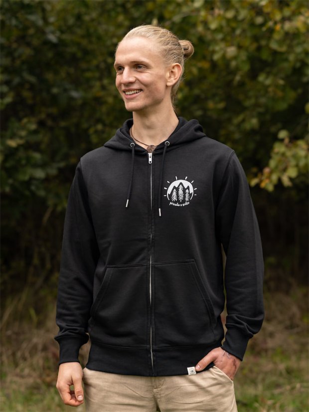 Pánská rozepínací mikina V srdci - černá