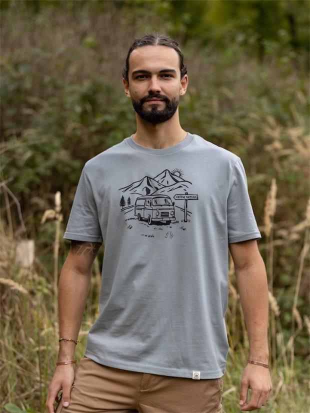 Pánské tričko Vanlife - šedomodré