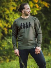 Zachraňte pánská mikina bez kapuce Borovice - zelená