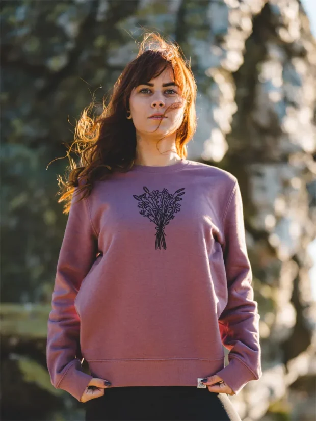 Zachraňte dámská mikina bez kapuce Kytice - ibišková