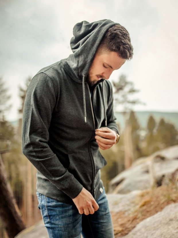 Pánská rozepínací mikina Bez potisku - tmavě šedá