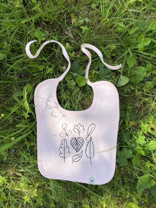 Dětský bryndák lístečky - růžový