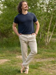 Pánské lněné kalhoty - naturální