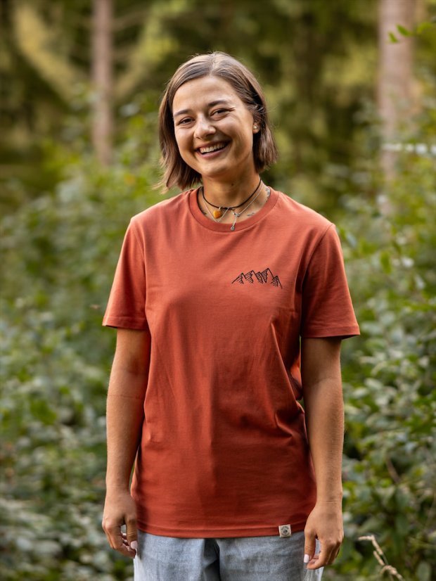 Dámské tričko Pohoří - cihlové