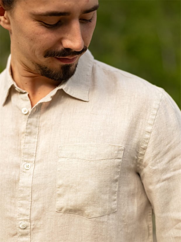 Pánská lněná košile - naturální
