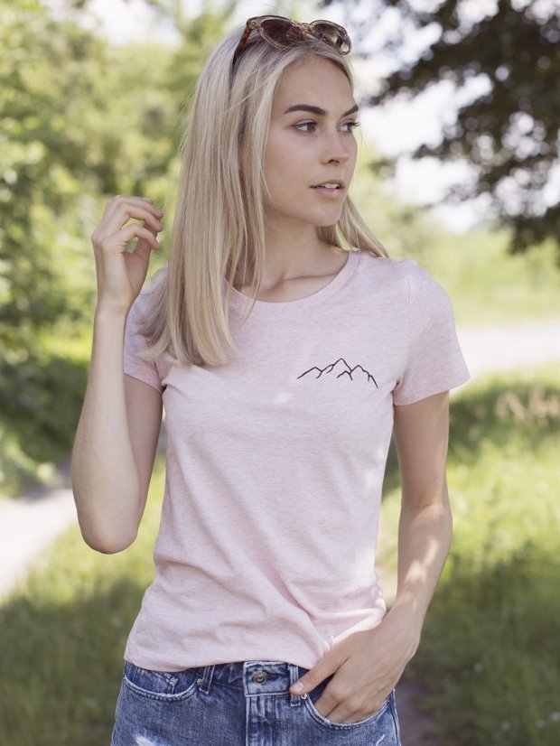 Dámské tričko hory - růžové