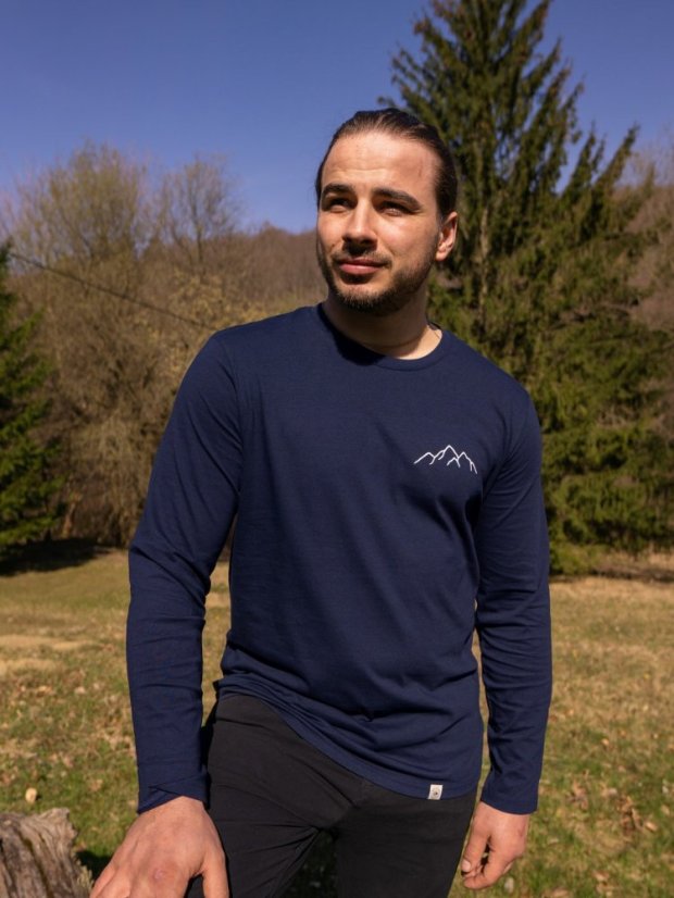 Pánské tričko s dlouhým Hory - modré