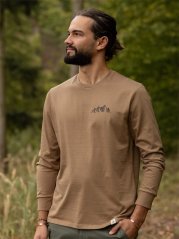 Pánské tričko s dlouhým Pohoří - hnědé