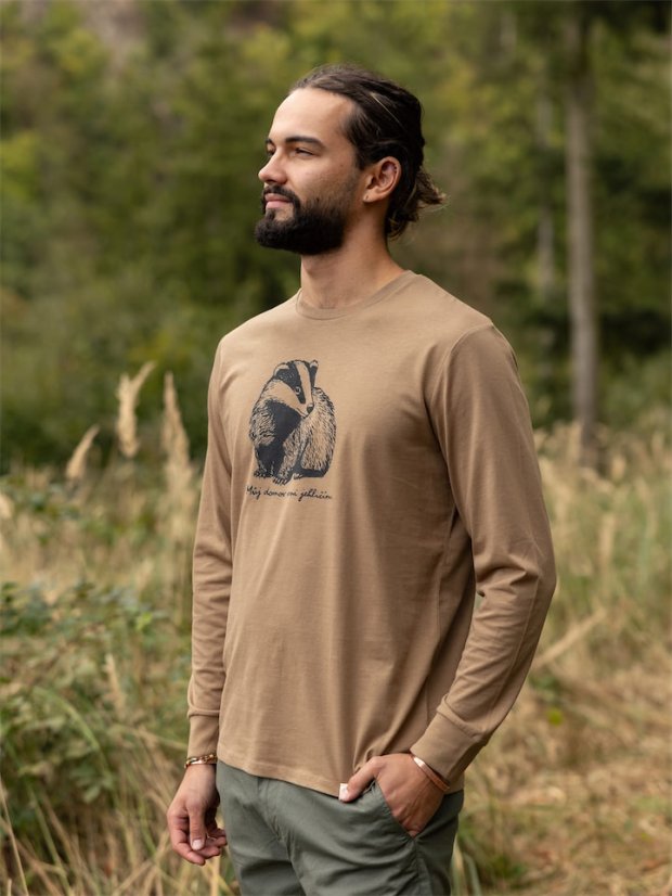 Pánské tričko s dlouhým Jezevec - hnědé