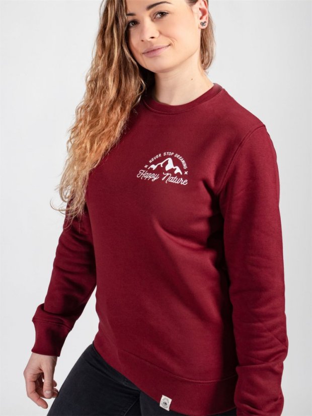 Dámská mikina bez kapuce Never stop dreaming - vínová