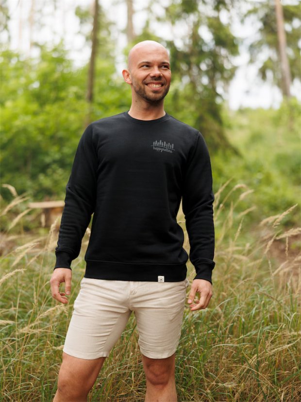 Pánská mikina bez kapuce 10 stromů - černá