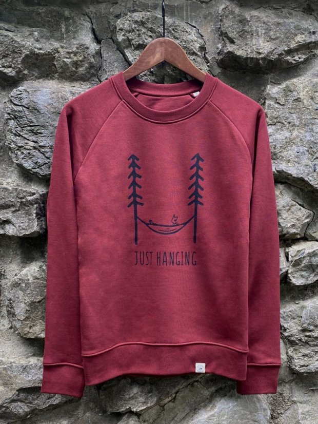 Zachraňte dámský crewneck Just hanging - vínový