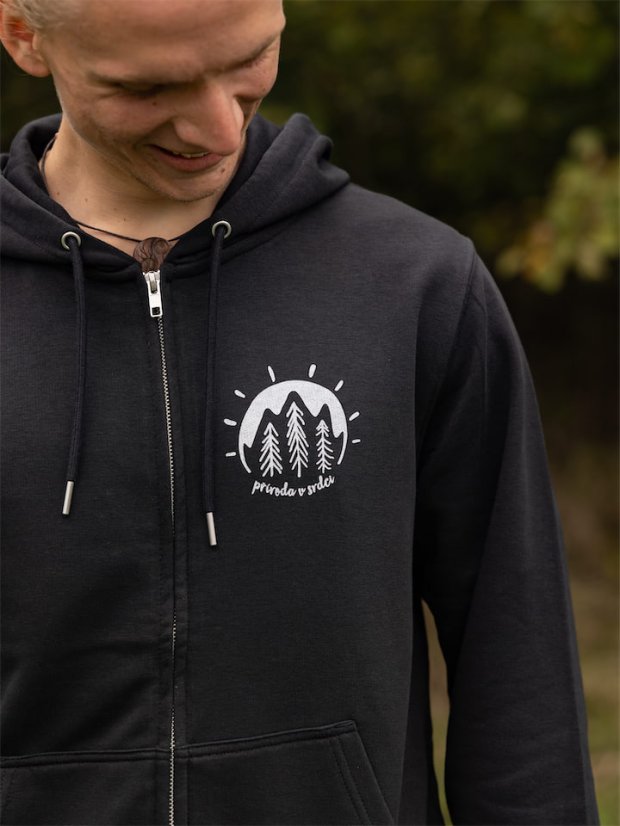 Pánská rozepínací mikina V srdci - černá