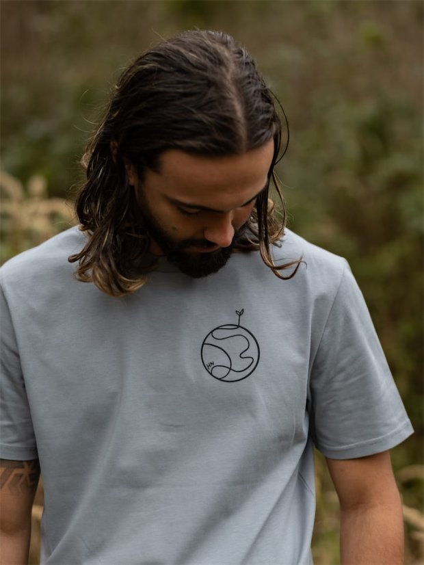 Pánské tričko Planetka - šedomodré