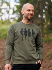 Pánská mikina bez kapuce Borovice - zelená