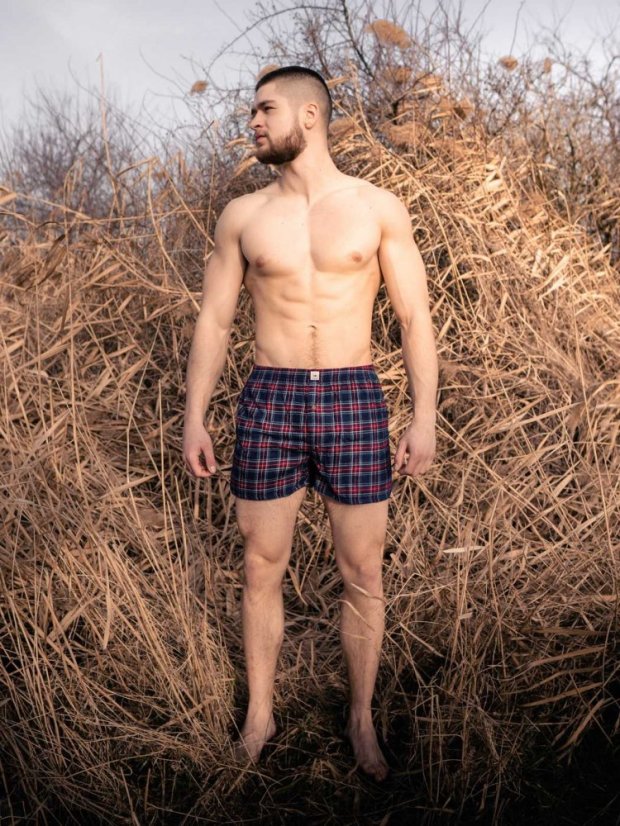 Trenky flanelové - červeno-modré