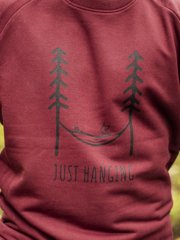 Zachraňte pánský crewneck Just hanging - vínový