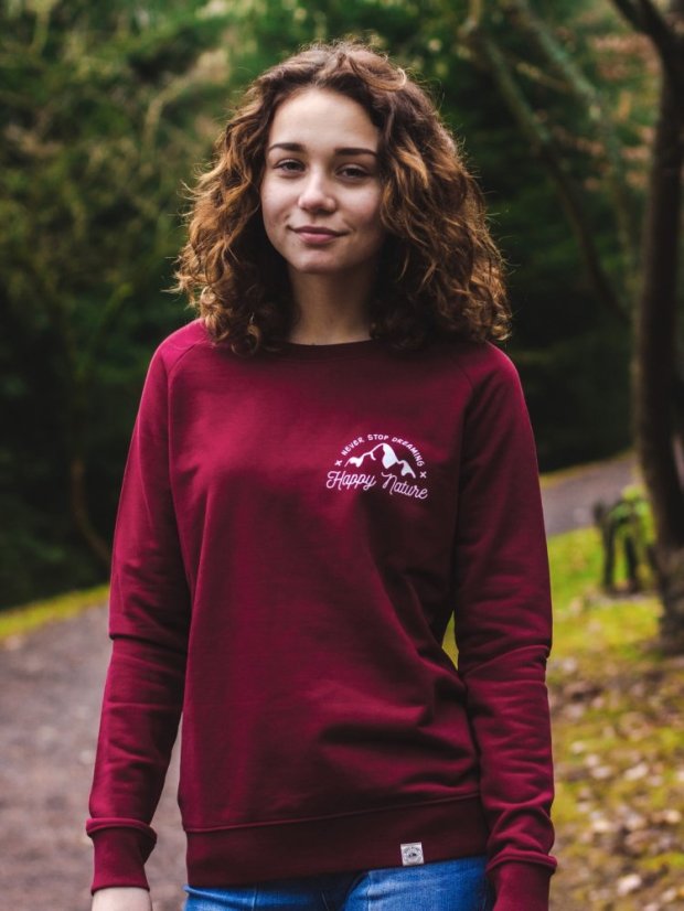 Zachraňte Dámský crewneck Never stop dreaming - vínový