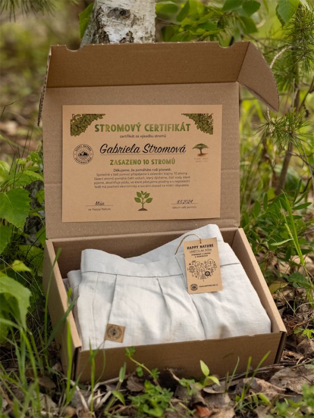 Dámské lněné kalhoty - naturální