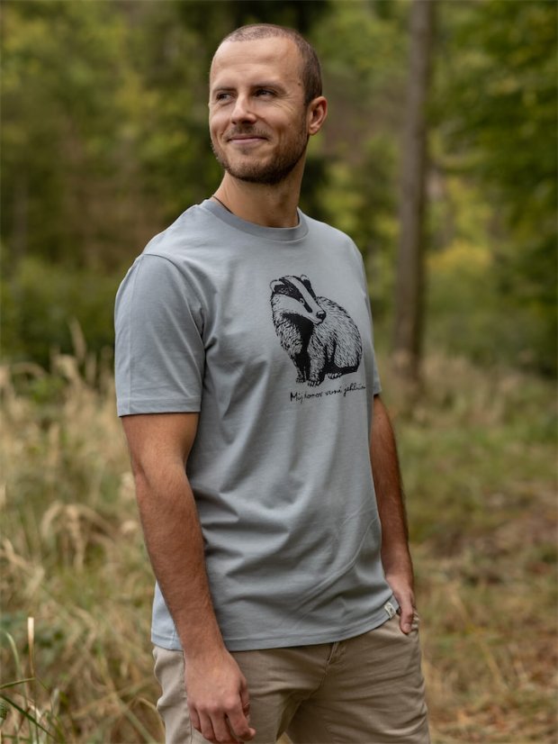 Pánské tričko Jezevec - šedomodré