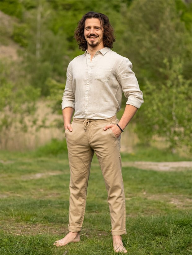 Pánská lněná košile - naturální