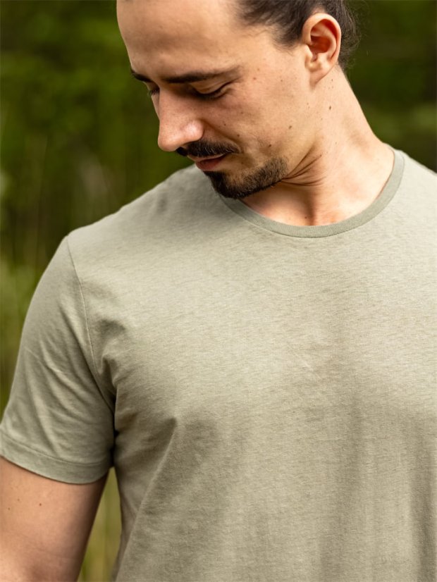 Pánské lněno-bavlněné tričko - zelené