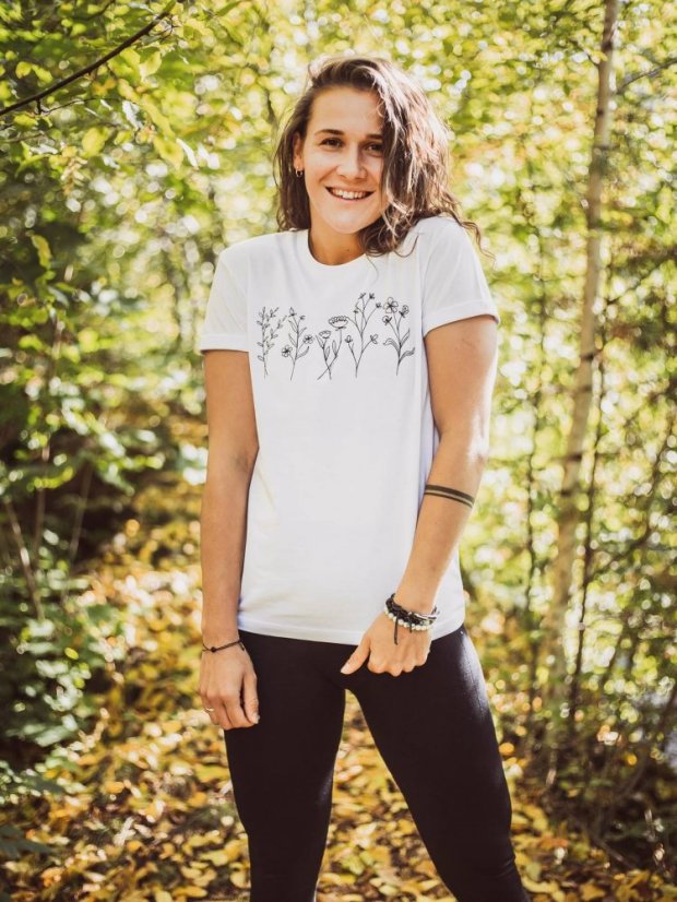 Zachraňte dámské tričko Kvítí - bílé