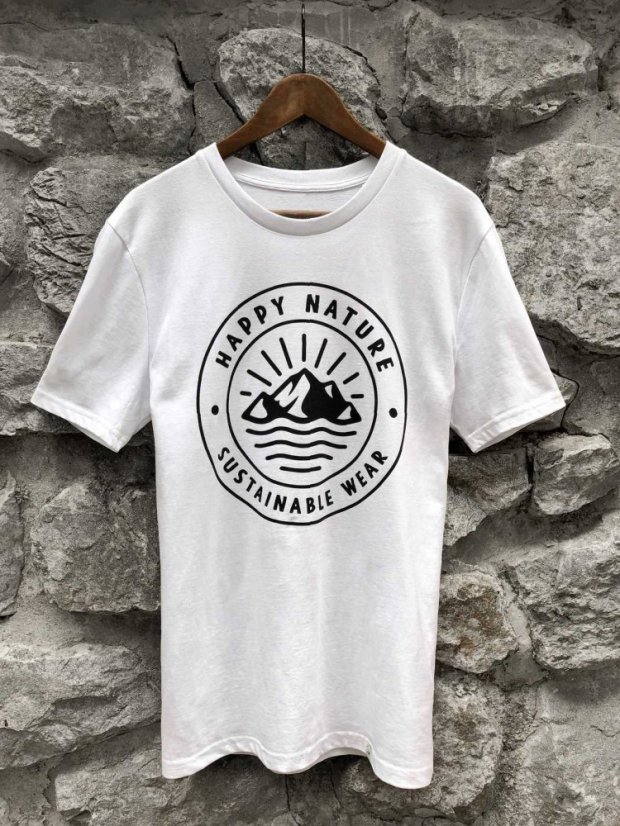 Pánské tričko Happy Nature logo - bílé