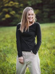 Dámské černé tričko Bez potisku - dlouhý rukáv