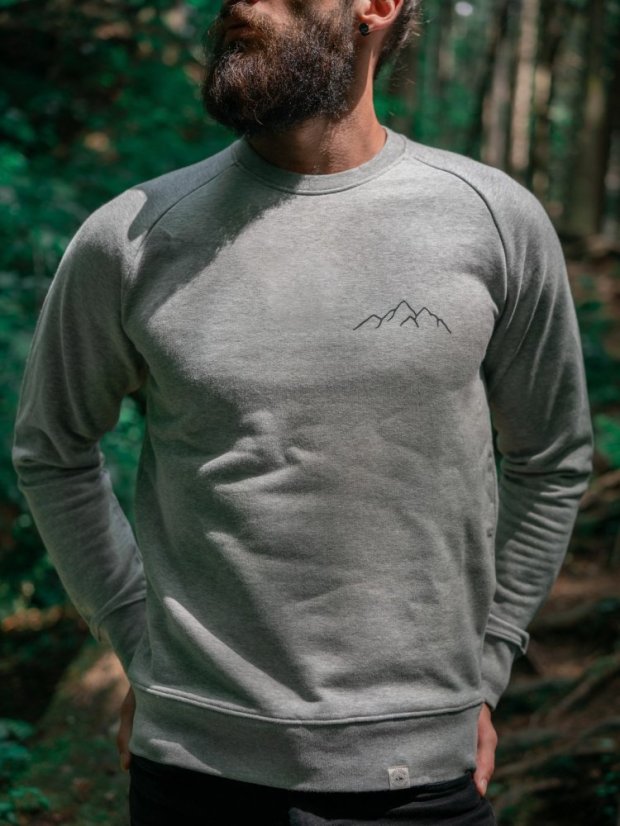 Zachraňte pánská mikina bez kapuce Hory - šedá