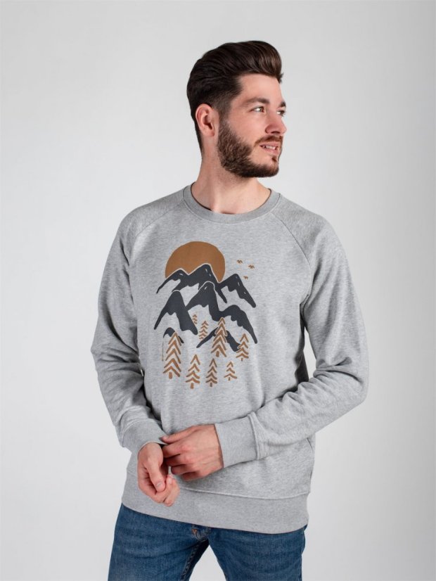 Zachraňte pánská mikina bez kapuce Úsvit - šedá