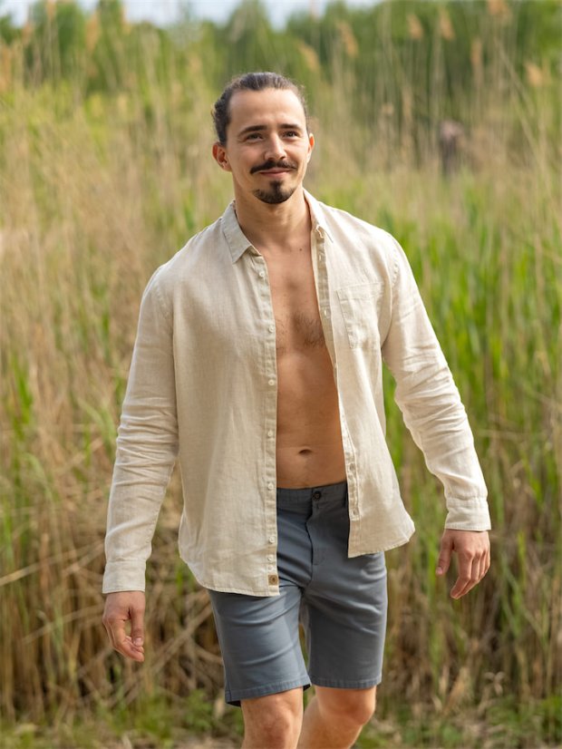 Pánská lněná košile - naturální
