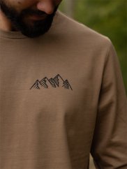 Pánské tričko s dlouhým Pohoří - hnědé