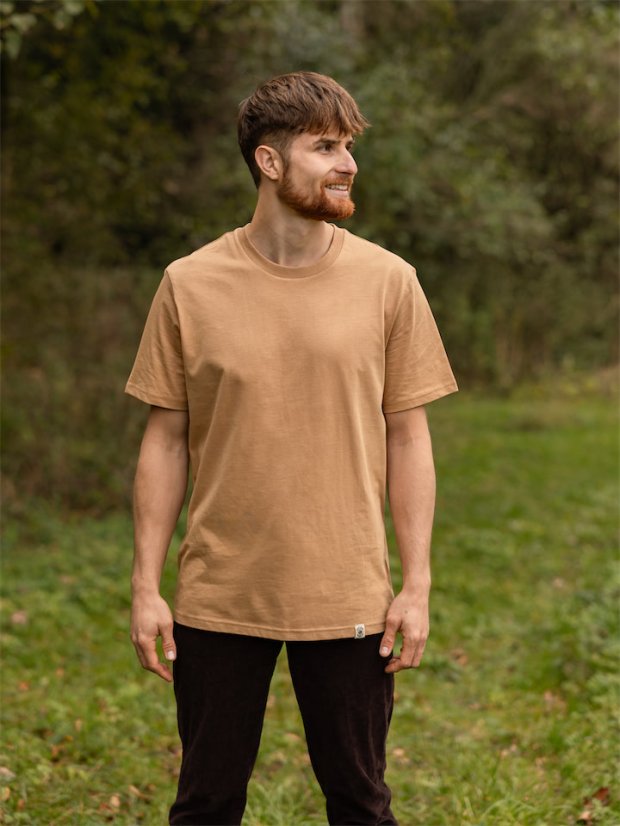 Pánské tričko Bez potisku - béžově hnědé