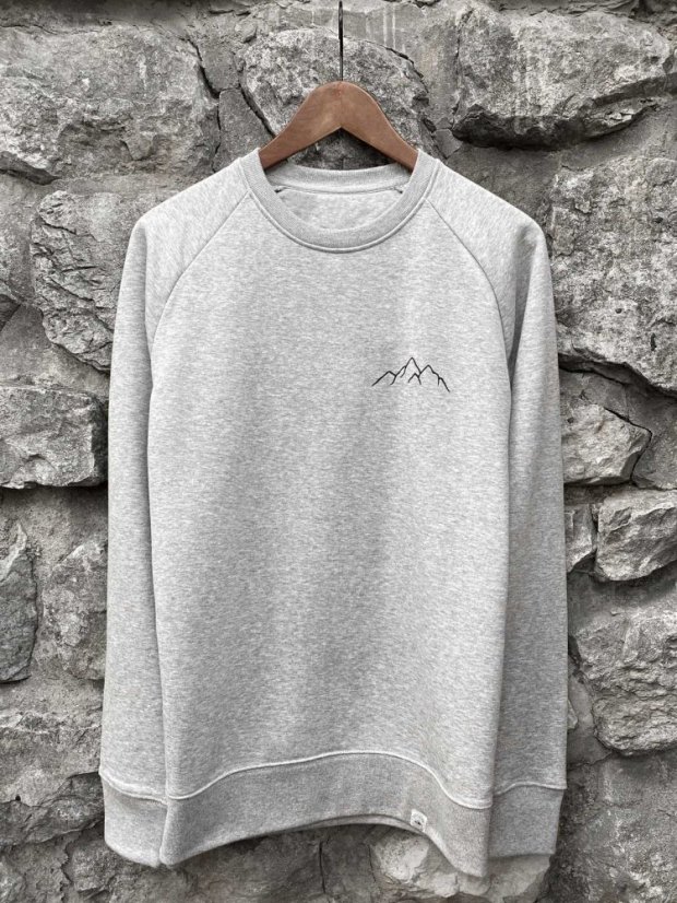 Zachraňte pánská mikina bez kapuce Hory - šedá