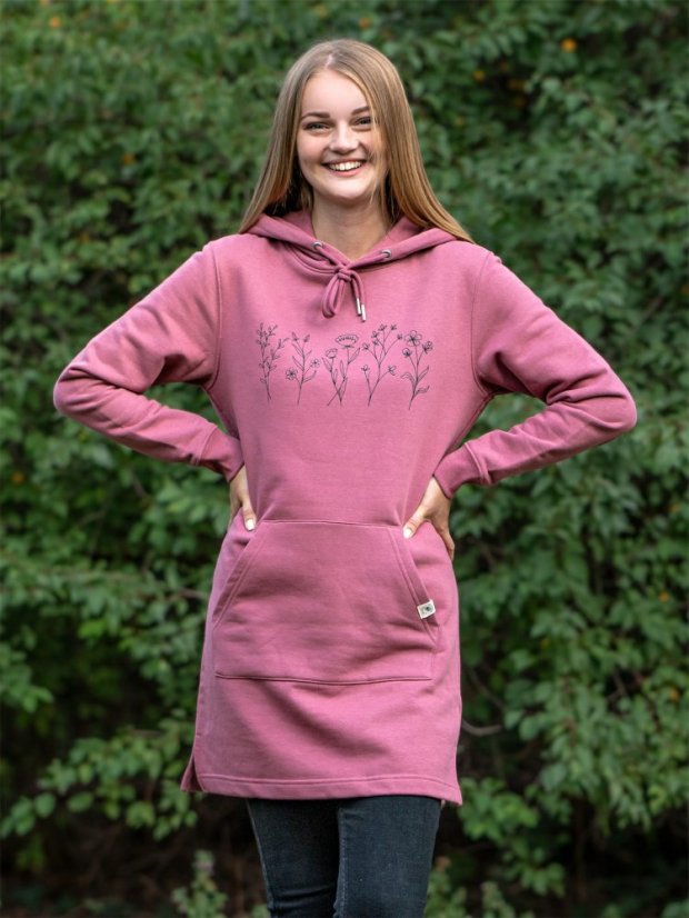 Zachraňte dámské mikinošaty Kvítí - ibiškové