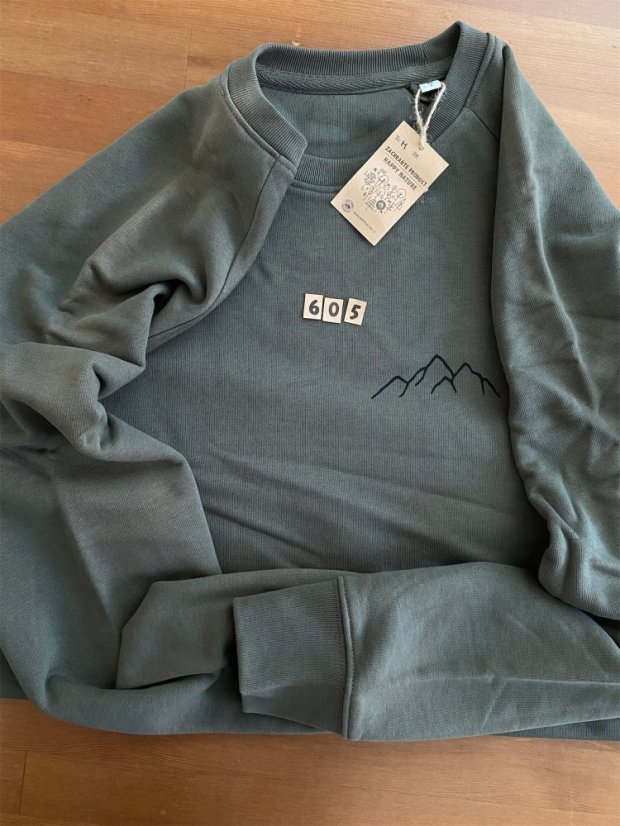 Zachraňte pánská mikina bez kapuce Hory - zelená