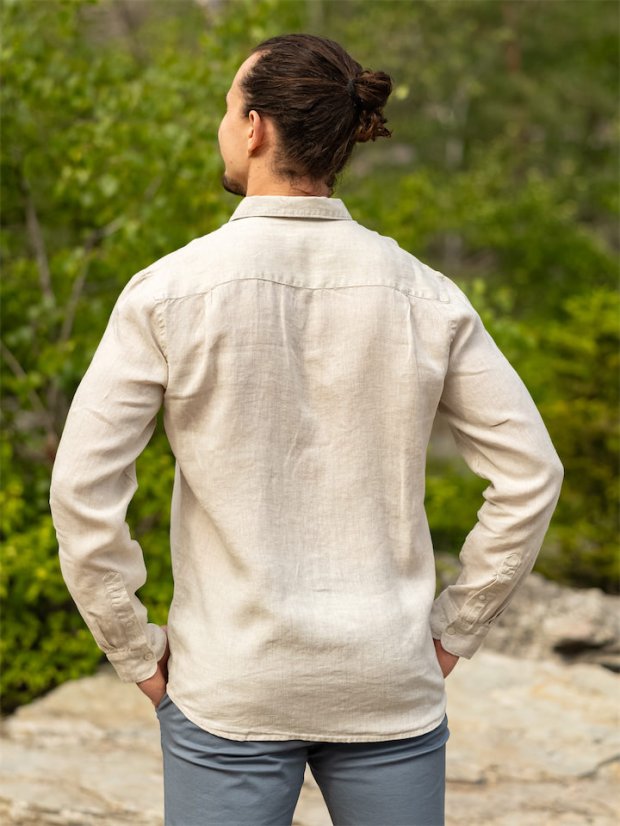 Pánská lněná košile - naturální
