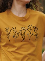 Dámské tričko Kvítí - hořčicové