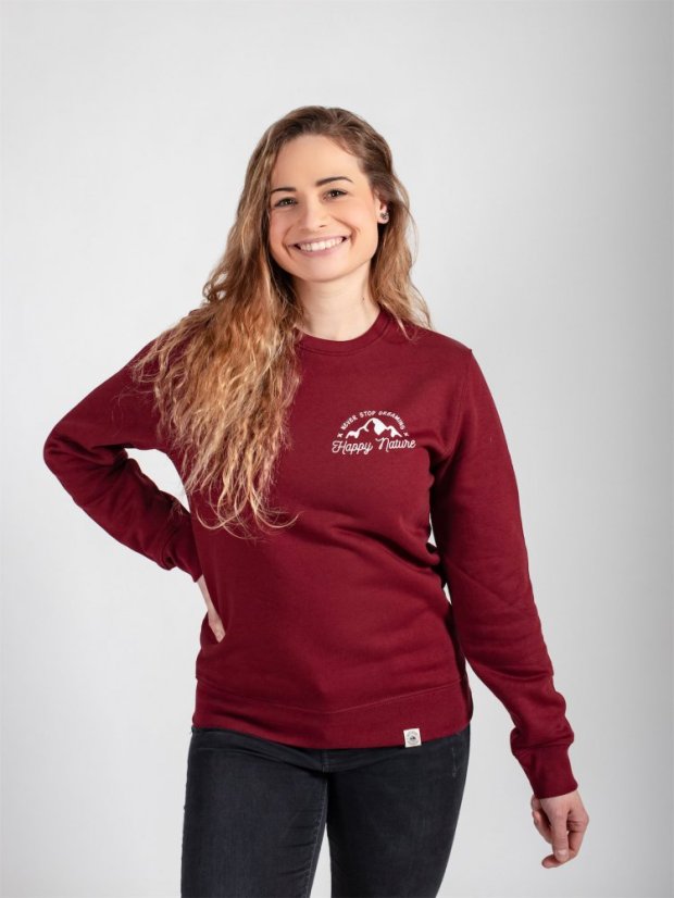 Dámská mikina bez kapuce Never stop dreaming - vínová