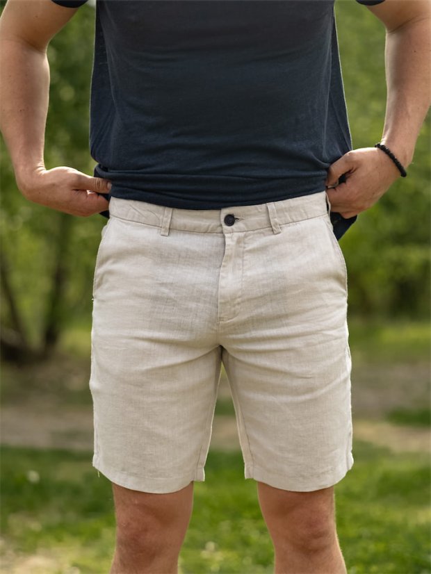 Pánské lněné kraťasy - naturální