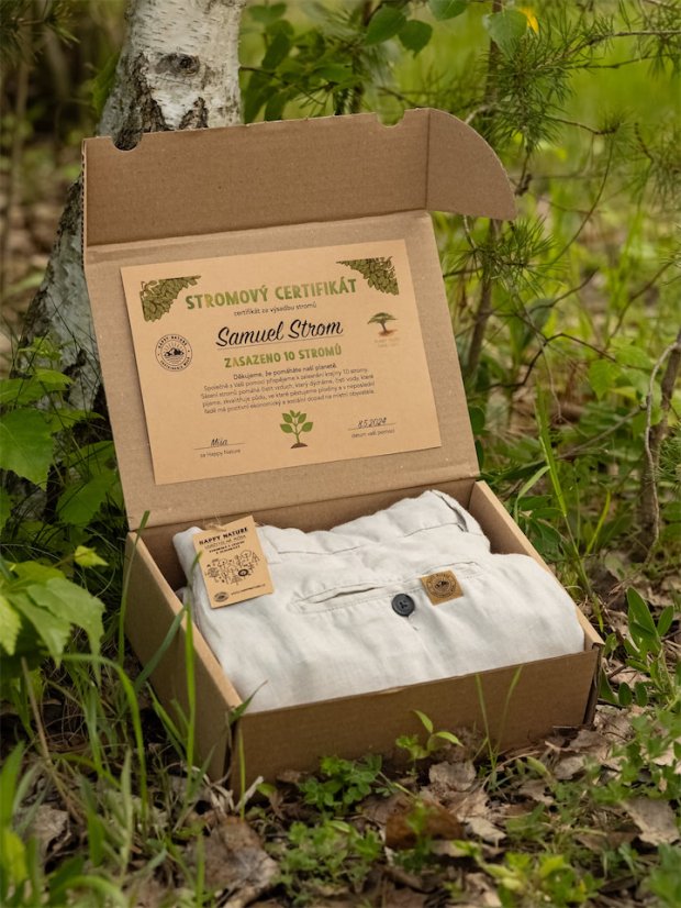 Pánské lněné kalhoty - naturální