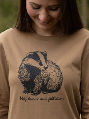 Dámské tričko s dlouhým Jezevec - hnědé