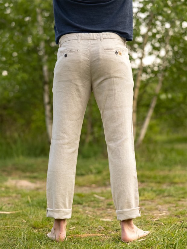 Pánské lněné kalhoty - naturální